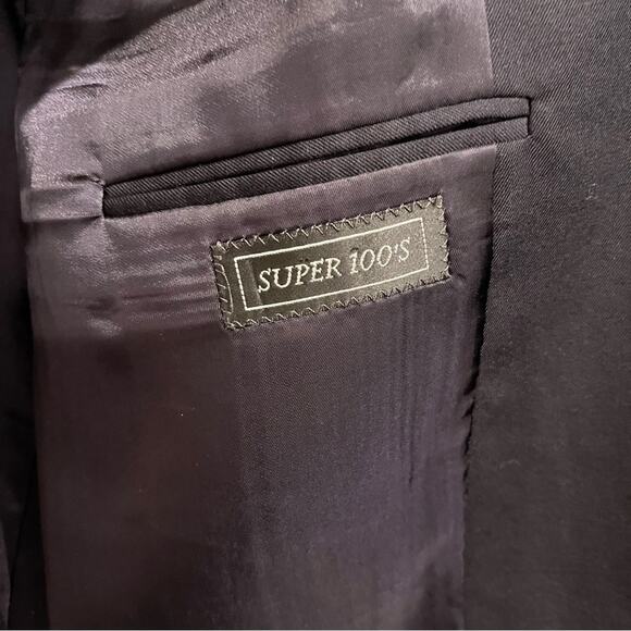 Victor International Men’s Navy Blue 100% Wool Suit Jacket Size 44L - Picture 5 of 9